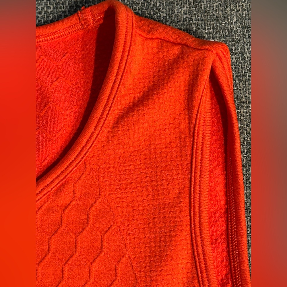 Athleta Women's Sleeveless Textured Yoga Stretchy Top Orange Women’s Size M - Picture 4 of 14
